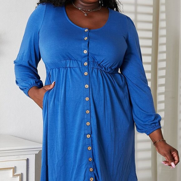 NWT Double Take Scoop Neck Empire Waist Long Sleeve Magic Dress - Picture 4 of 4